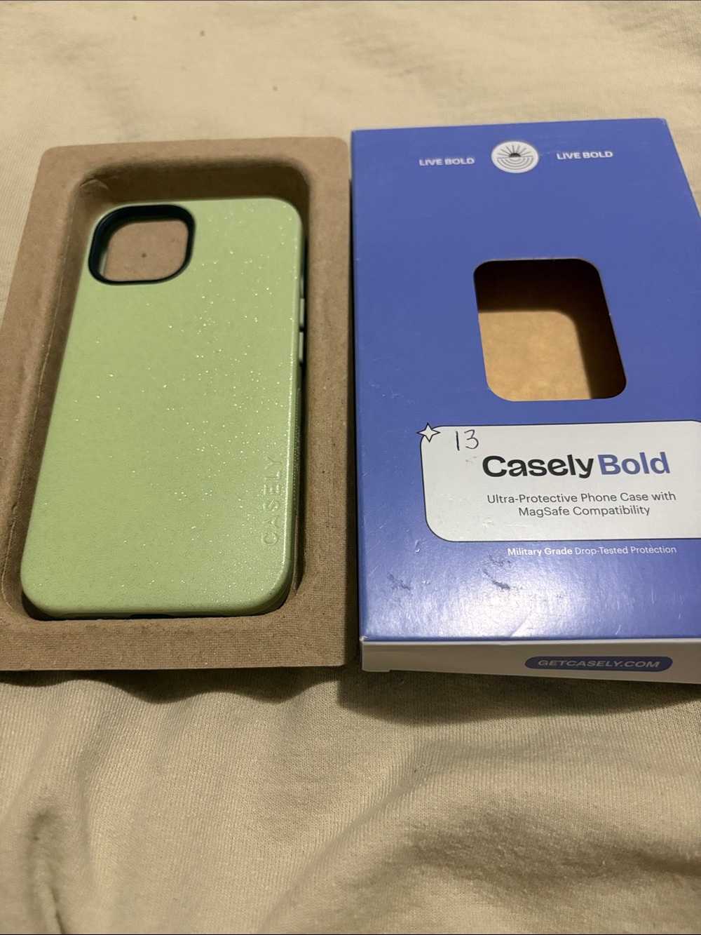 Casely Bold Ultra-Protective Phone Case in Mint Green with Glitter